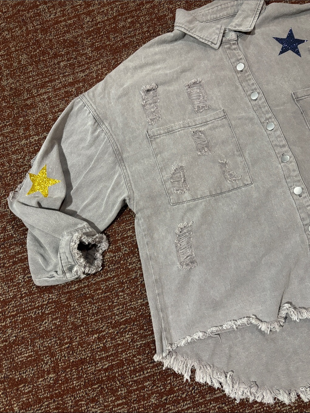 Tiny Turnip Milwaukee brewers sparkle slouchy distressed frayed button down S - Picture 4 of 15